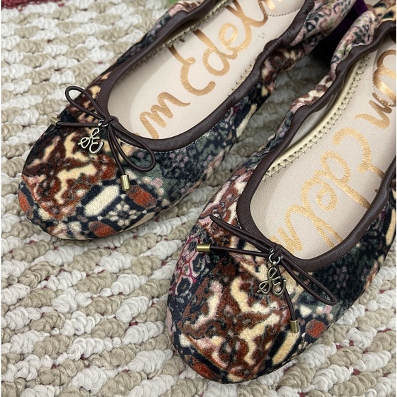 SAM EDELMAN Felicia Ballet Flat in Ivory Velvet Multi Size 8.5 - Picture 9 of 11